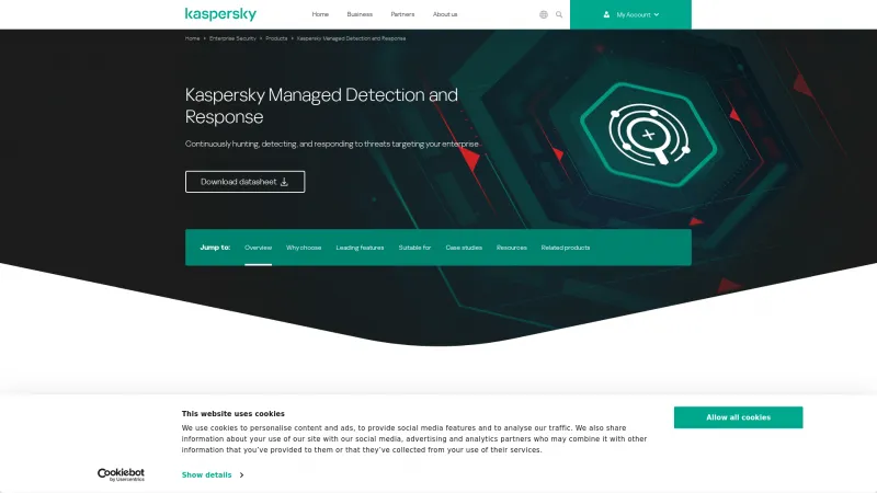 Homepage of Kaspersky Managed Detection and Response