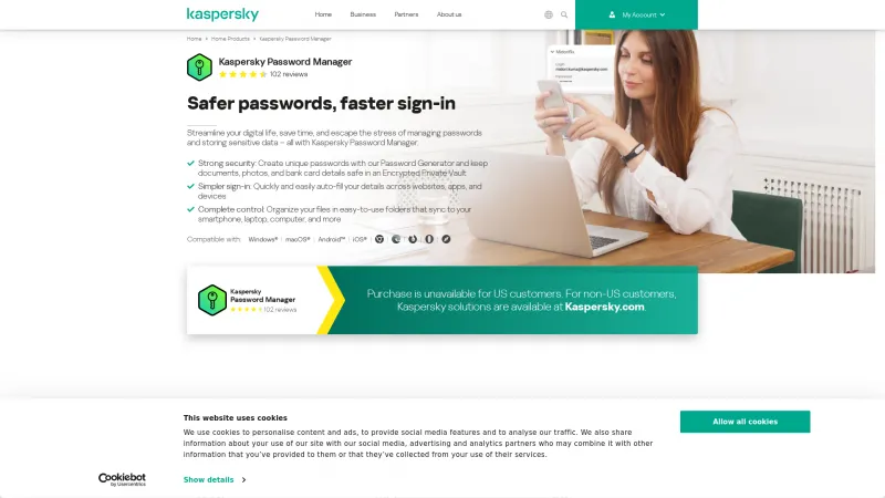 Homepage of Kaspersky Password Manager