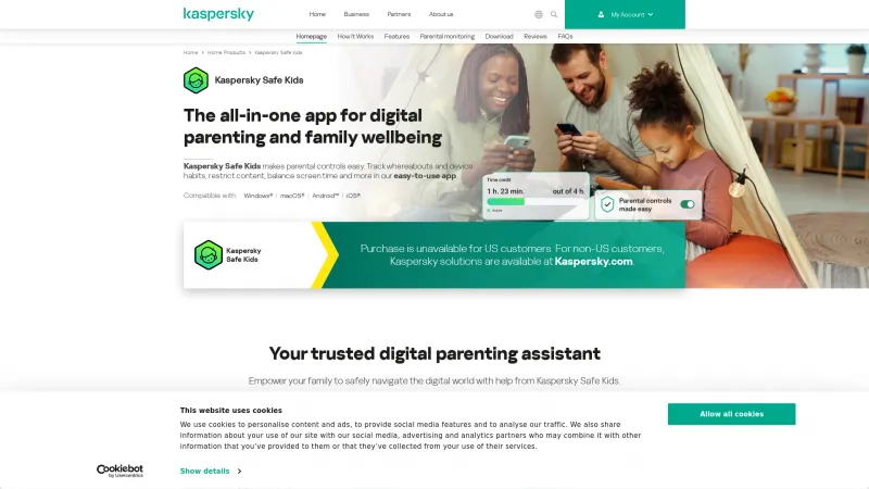 Homepage of Kaspersky Safe Kids