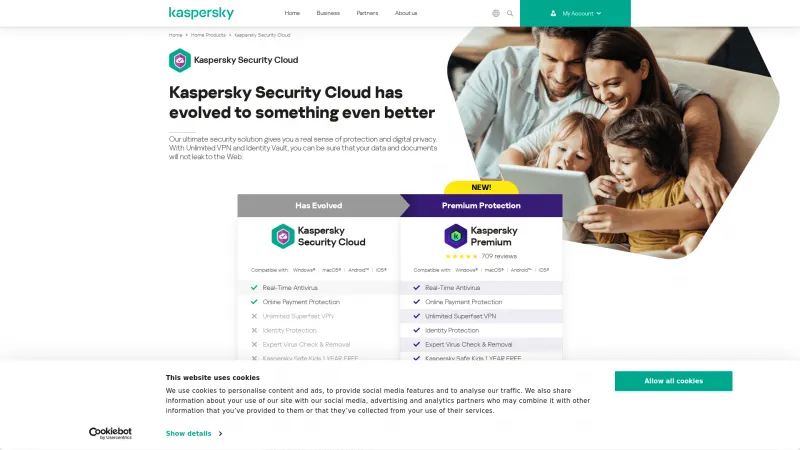 Homepage of Kaspersky Security Cloud