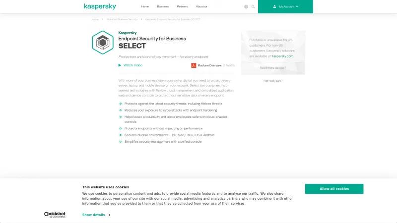 Homepage of Kaspersky Endpoint Security