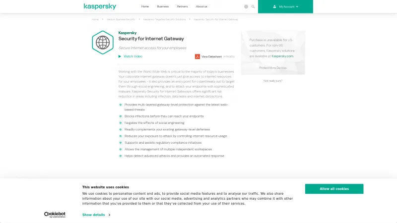 Homepage of Kaspersky Security for Internet Gateway