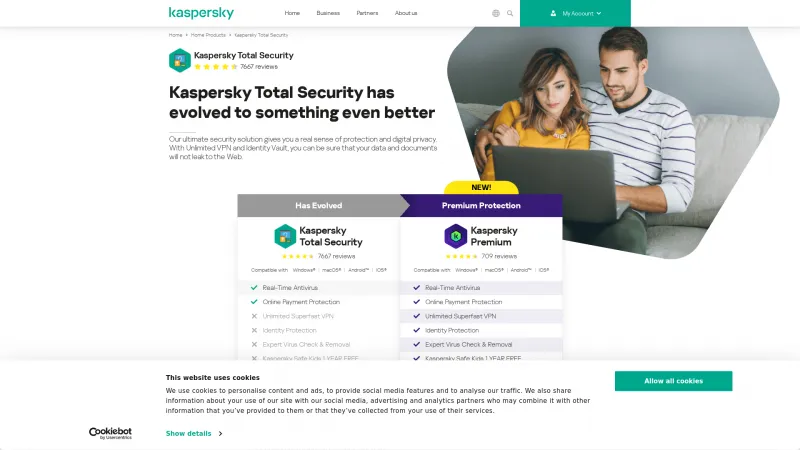 Homepage of Kaspersky Total Security