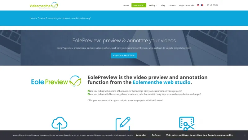 Homepage of EolePreview