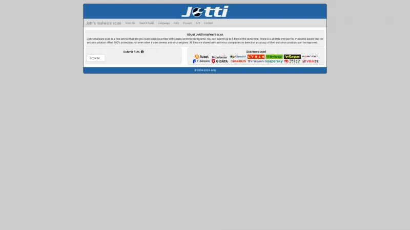 Homepage of Jotti