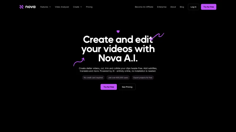 Homepage of Nova A.I.