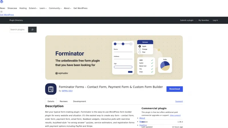 Homepage of Forminator