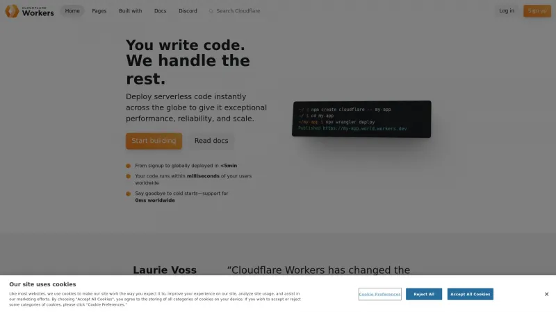 Homepage of Cloudflare Workers