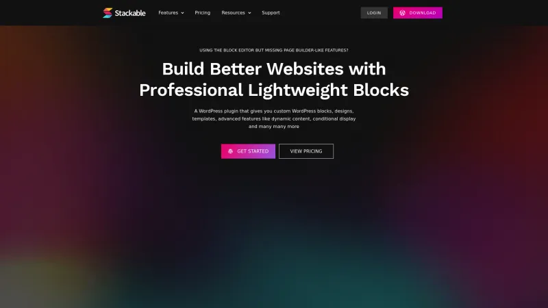 Homepage of Stackable