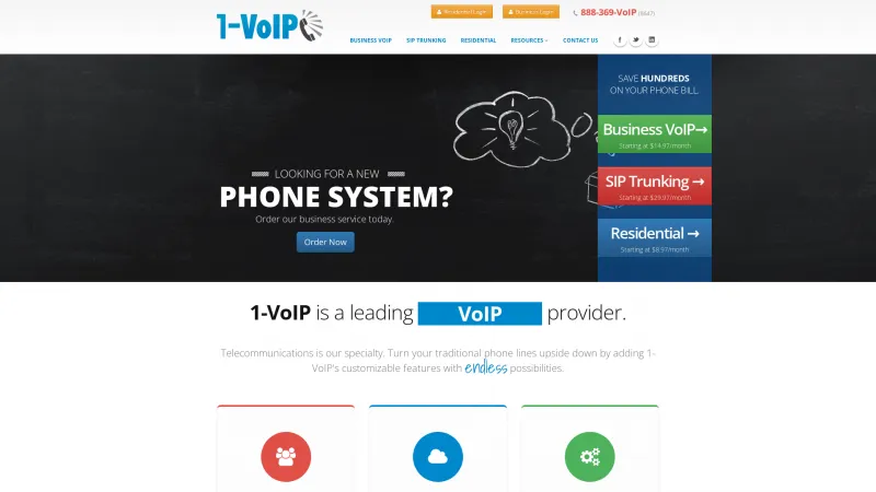 Homepage of 1-VoIP