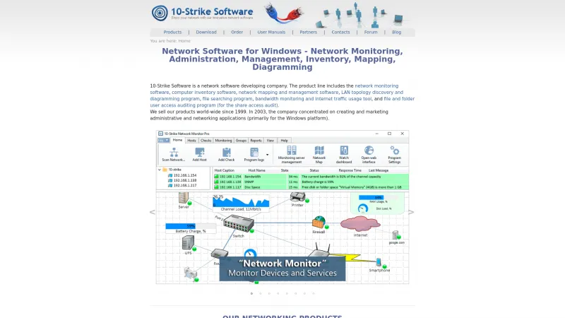 Homepage of 10-Strike Network Monitor