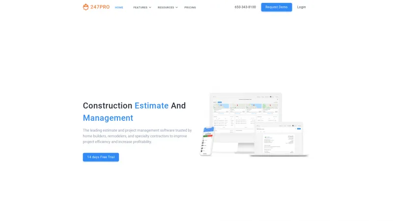 Homepage of 247PRO