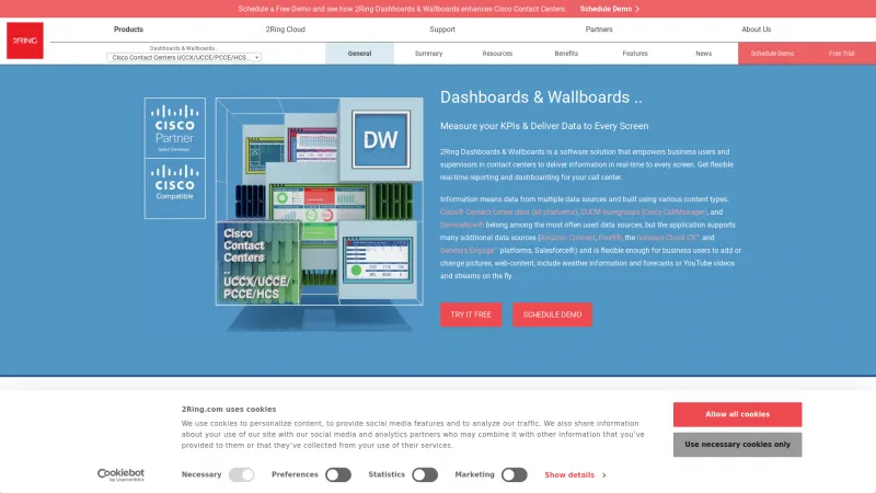 Homepage of 2Ring Dashboards & Wallboards