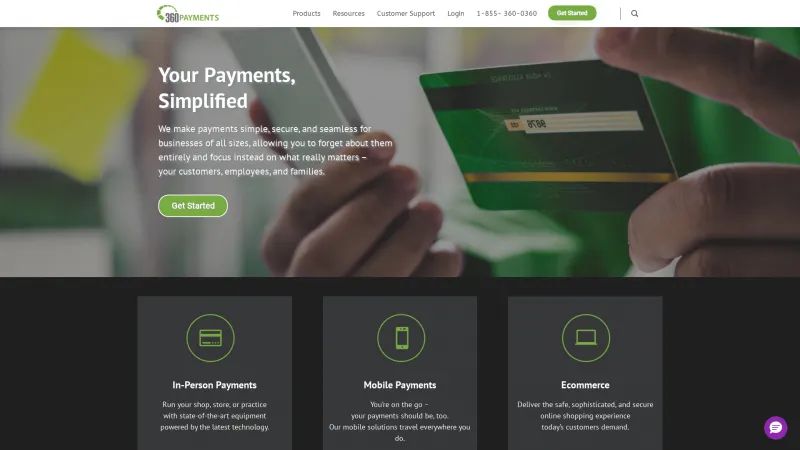 Homepage of 360 Payments