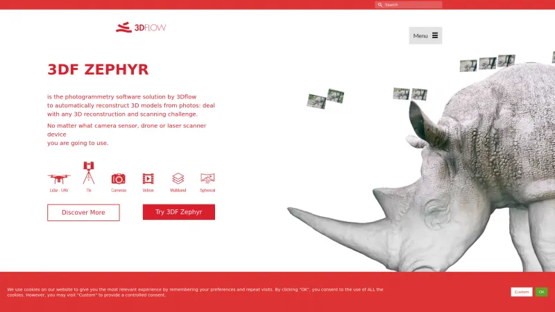 Homepage of 3DF Zephyr