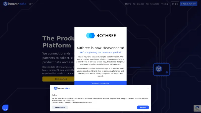 Homepage of 40three Commerce Cloud