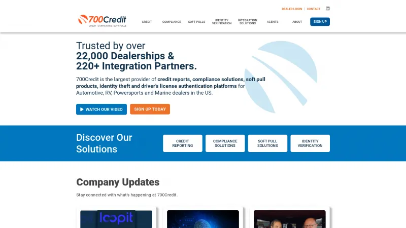 Homepage of 700Credit