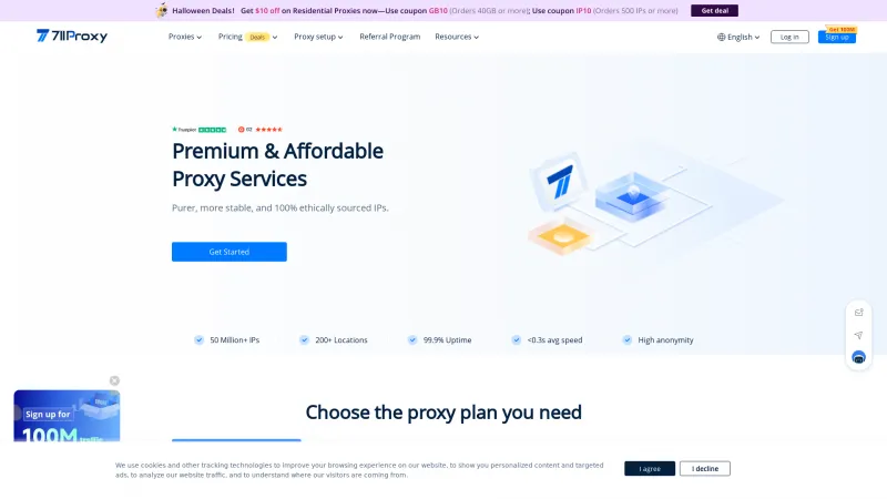 Homepage of 711Proxy