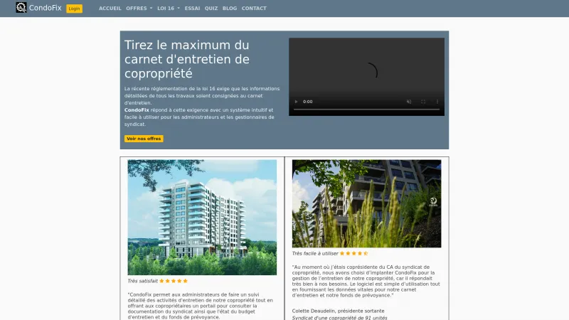 Homepage of CondoFix