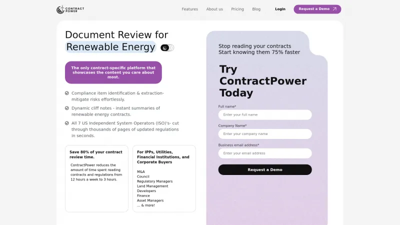 Homepage of ContractPower