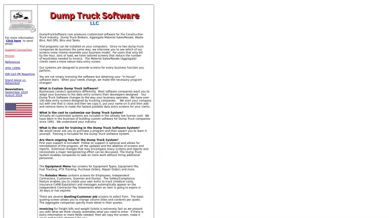 Homepage of Dump Truck System