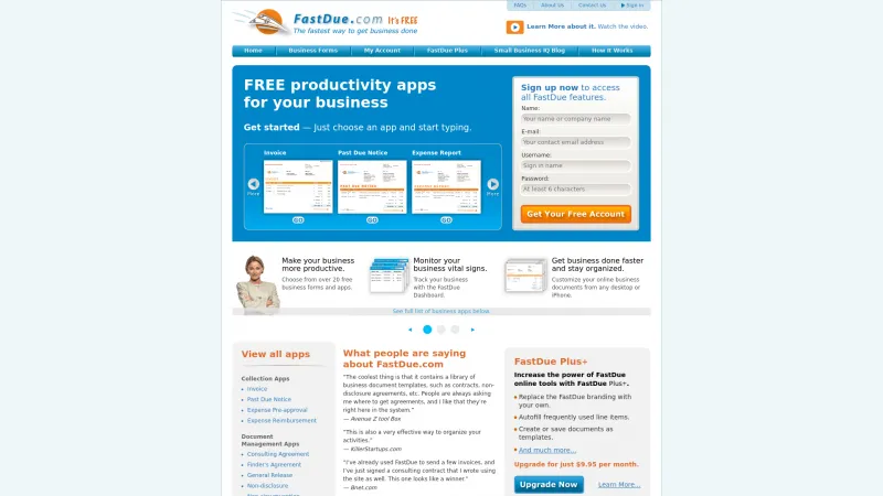 Homepage of FastDue Plus