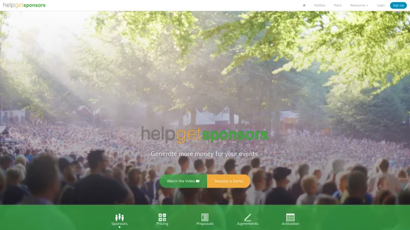 Homepage of HelpGetSponsors