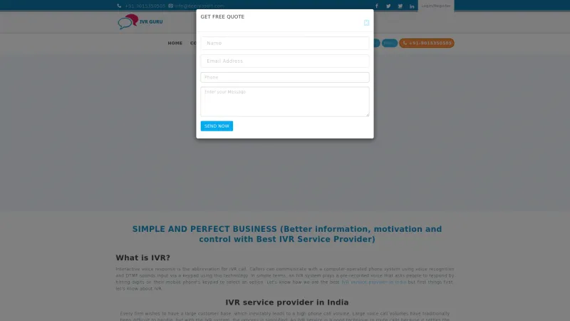 Homepage of IVR Guru Lead Management