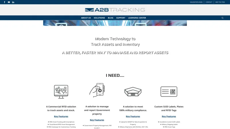 Homepage of A2B Tracking