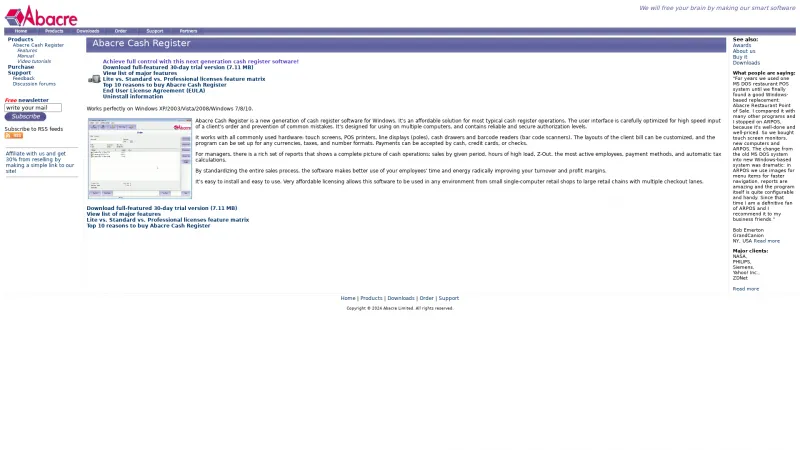 Homepage of Abacre Cash Register