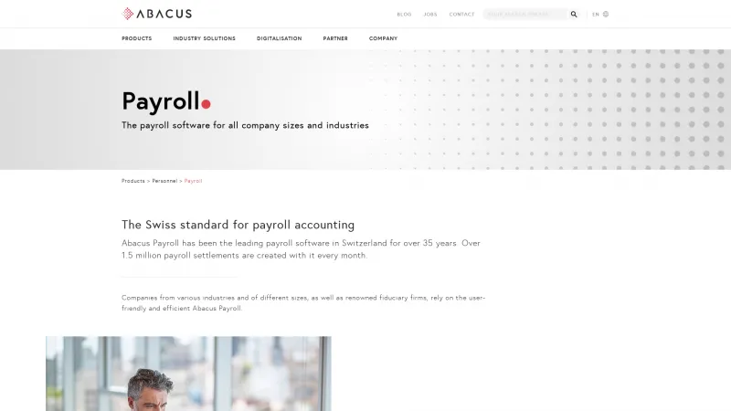 Homepage of Abacus Payroll