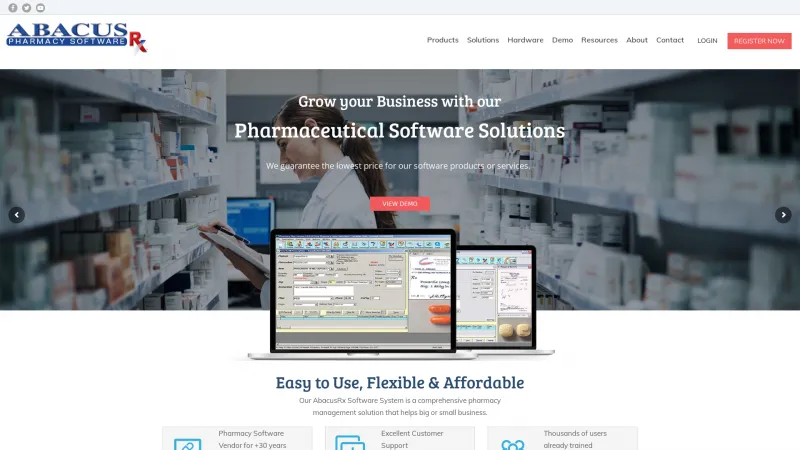 Homepage of Abacus Pharmacy Plus Software