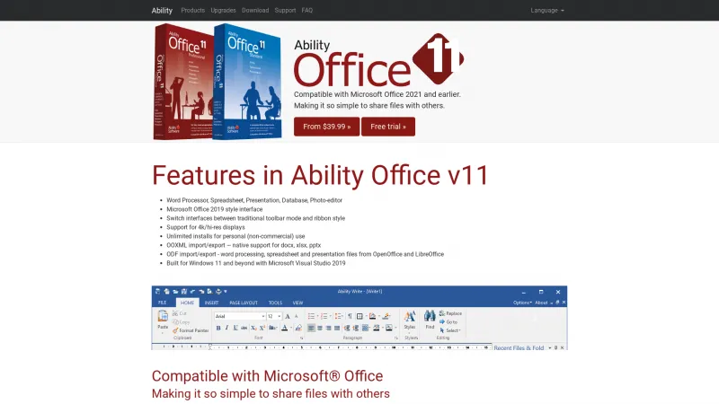 Homepage of Ability Office