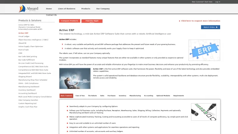 Homepage of Active ERP