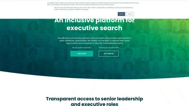 Homepage of AboveBoard