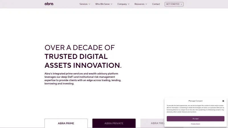 Homepage of Abra