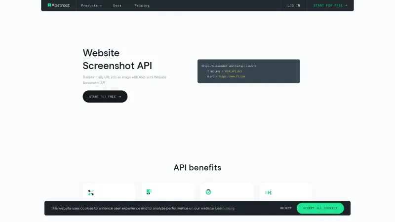 Homepage of Abstract Website Screenshot API