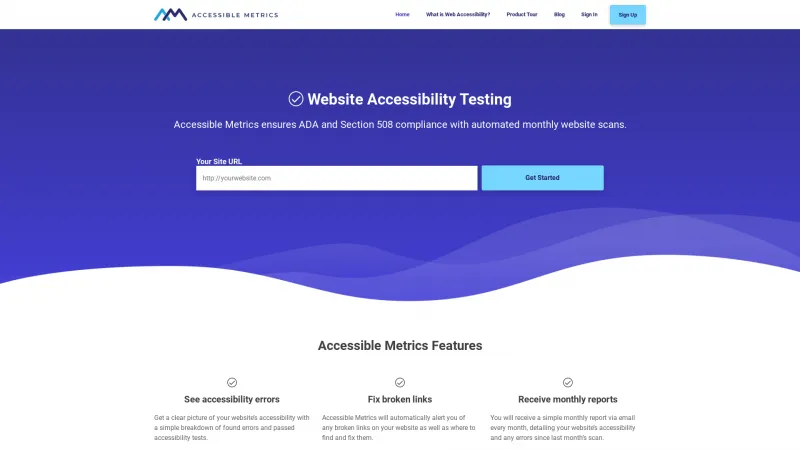 Homepage of Accessible Metrics