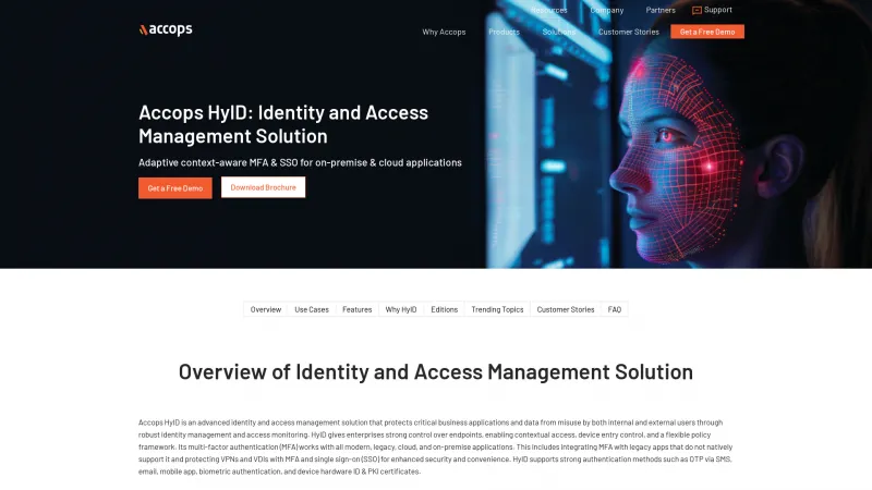 Homepage of Accops HyID