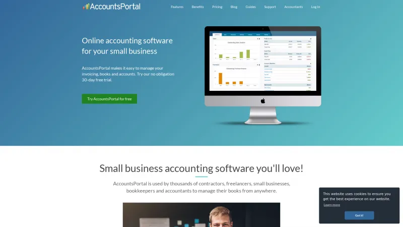 Homepage of AccountsPortal