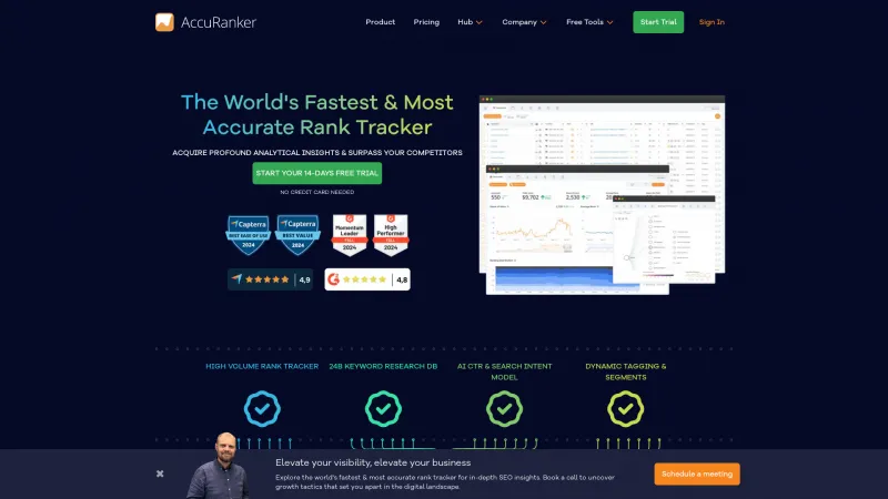 Homepage of AccuRanker