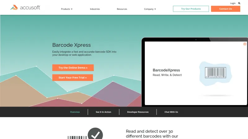 Homepage of Barcode Xpress SDK