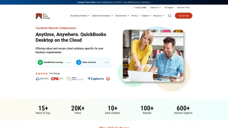 Homepage of Ace Cloud Hosting