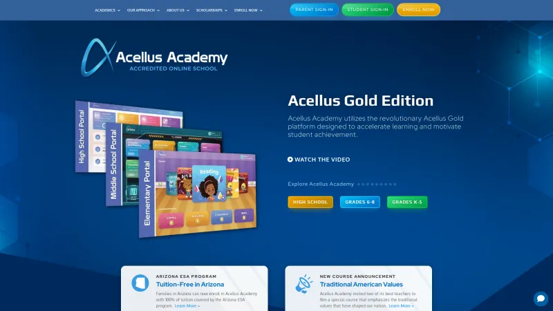 Homepage of Acellus Academy