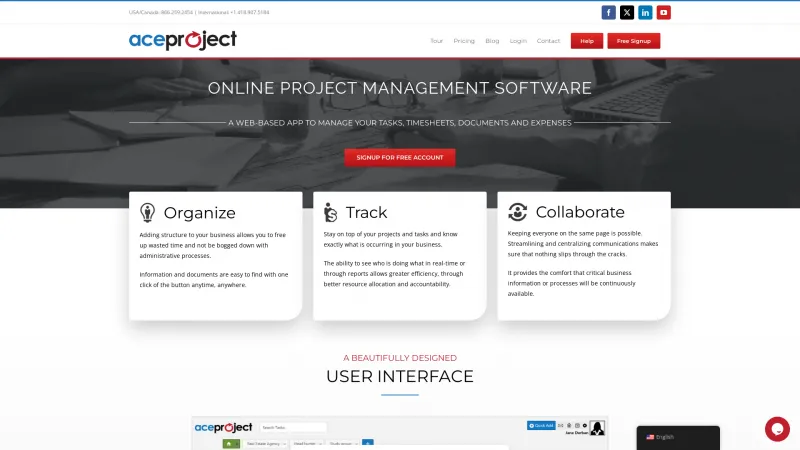 Homepage of AceProject