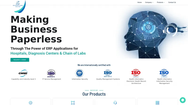 Homepage of MX ERP