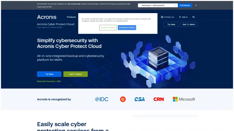 Homepage of Acronis Cyber Protect Cloud