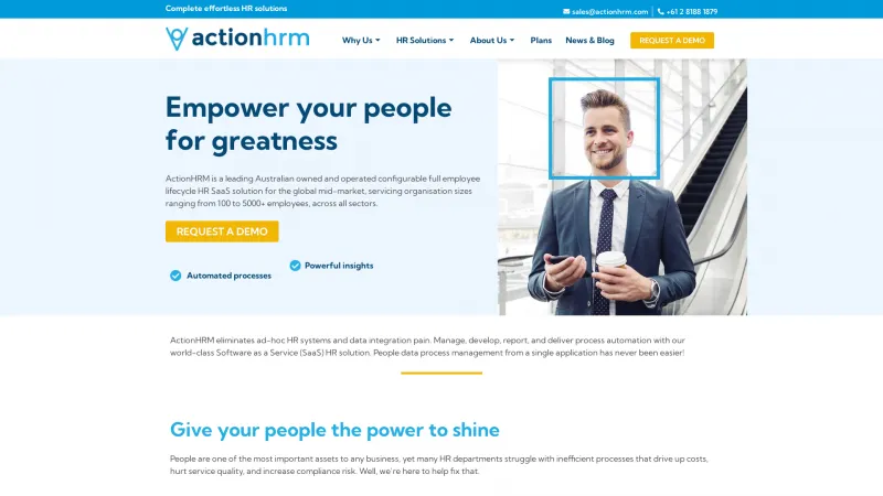 Homepage of ActionHRM