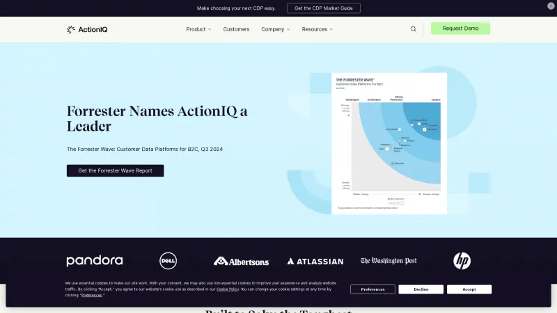 Homepage of ActionIQ