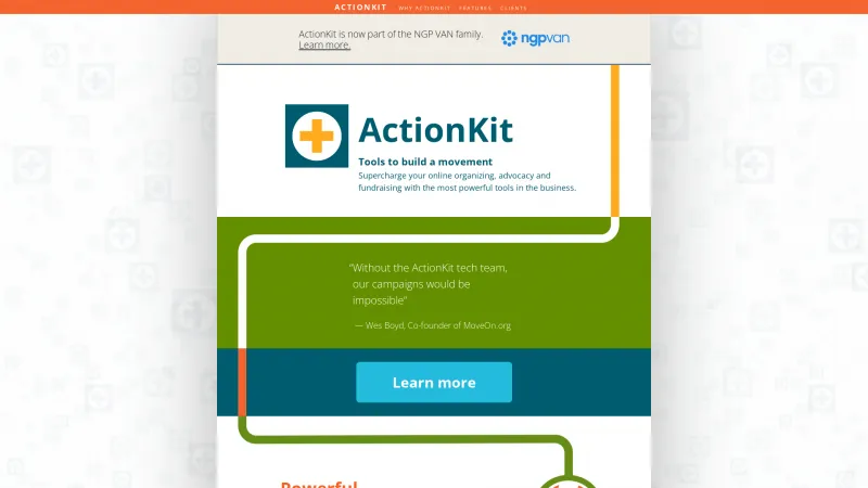 Homepage of ActionKit